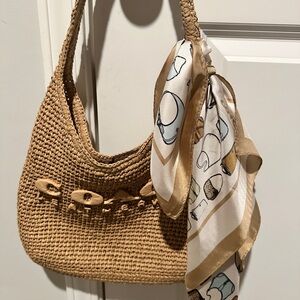 Coach Tan Woven Brooklyn Bag scarf not included